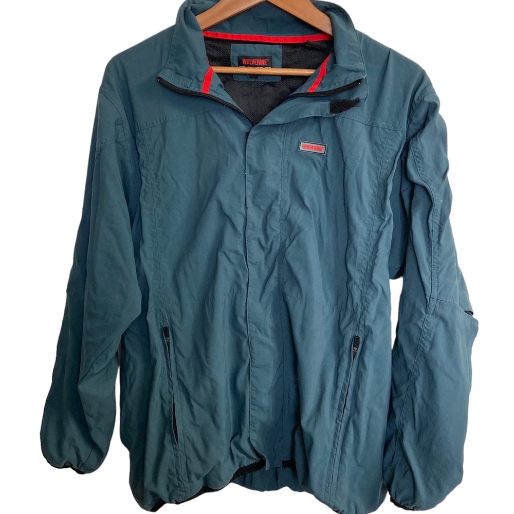 Wolverine Boots Apparel Outdoors Mens Large Windbreaker Blue Full Zip Jacket